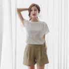 Lace-sleeve Cotton T-shirt