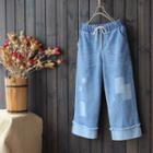 Star Print Straight-cut Jeans