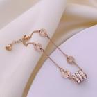 Rhinestone Alloy Anklet Rose Gold - One Size