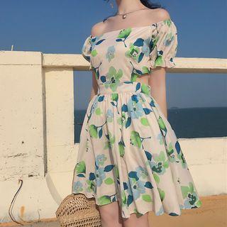 Floral Print Cut Out Off-shoulder A-line Dress