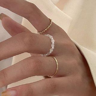Set Of 3: Ring White & Gold - One Size