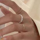 Set Of 3: Ring White & Gold - One Size