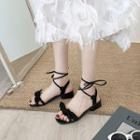 Bow Accent Lace-up Low Heel Sandals