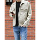 Flap-pocket Faux-leather Jacket
