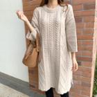Wool-blend Cable-knit Midi Dress Beige - One Size