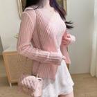 Pastel Knit Set: Boucl  Cardigan + Sleeveless Top