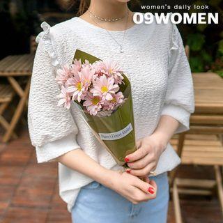 Plus Size Frill-trim Textured Top