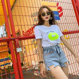Lips Print Cotton T-shirt