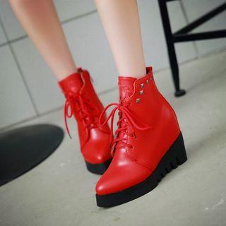 Wedge Lace Up Short Boots