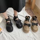 Fishnet Panel Ribbon Ankle-strap Mary Jane Shoes