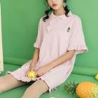 Short-sleeve Pineapple Embroidered Polo Dress