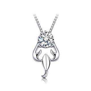 925 Sterling Silver Twelve Horoscope Scorpio Pendant With White Cubic Zircon And Necklace