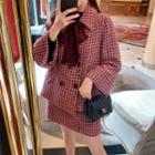 Set: Double Breasted Houndstooth Blazer + Skirt