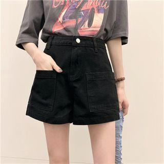 High-waist A-line Denim Wide-leg Shorts