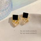 Geometric Stud Earring E1246 - 1 Pair - 925 Silver - Black - One Size
