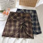 Twisted Plaid A-line Skirt