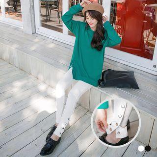 Button-down-hem Leggings