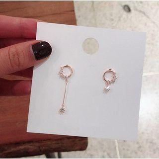 Rhinestone Mini Hoop Dangle Earring As Shown In Figure - One Size