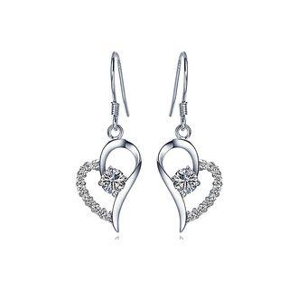 Flashing 925 Sterling Silver Heart-shaped Earrings With White Cubic Zircon