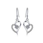 Flashing 925 Sterling Silver Heart-shaped Earrings With White Cubic Zircon