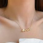 Butterfly Rhinestone Pendant Alloy Necklace Butterfly Necklace - Gold - One Size