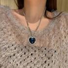 Heart Pendant Necklace Blue - One Size