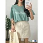 Letter-printed Elbow-sleeve T-shirt