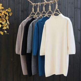 Mock-turtleneck Elbow-sleeve Sweater