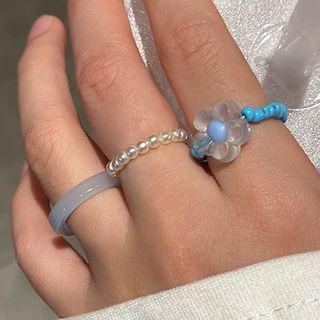 Flower Resin Faux Pearl Ring (various Designs) / Set