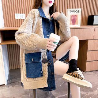 Mock Two-piece Frog Buttoned Denim Jacket