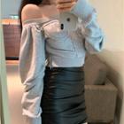 Off-shoulder Sweatshirt / Pencil Skirt