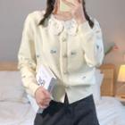 Lace Collar Embroidered Knit Cardigan