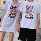 Couple Matching Short-sleeve Print T-shirt / Lettering Shorts