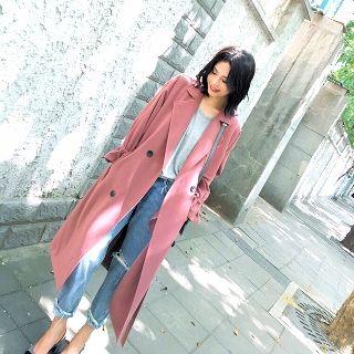 Notched-lapel Buttoned Plain Trench Coat