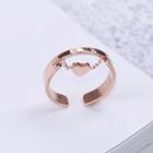 Chain Heart Roman Numeral Open Ring Rose Gold - One Size