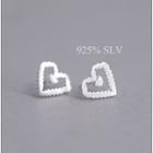 925 Sterling Silver Perforated Heart Stud Earring 925 Silver - White - One Size