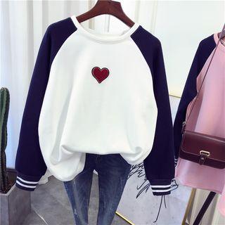 Heart Patched Raglan Long-sleeve T-shirt