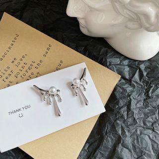 Faux Pearl Melting Alloy Earring 1 Pair - Earring - Silver - One Size