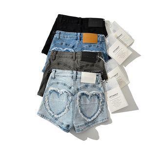 Heart Pocket Denim Hot Pants