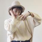Long-sleeve Plain Cable Knit Sweater