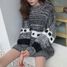 Pattern Loose-fit Round-neck Sweater