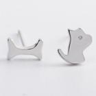 Non-matching 925 Sterling Silver Brushed Animal Ring 925 Silver - Dog & Bone - One Size