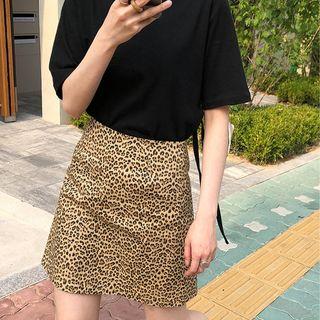 Panther Patterned A-line Skirt
