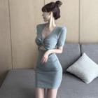 Cutout-waist Twisted Mini Dress
