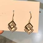 Rhinestone Alloy Square Dangle Earring 1 Pair - Gold - One Size