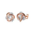 Simple And Fashion Plated Rose Gold Spherical Cubic Zircon Stud Earrings Rose Gold - One Size