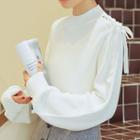 Plain Lace-up Long-sleeve Sweater