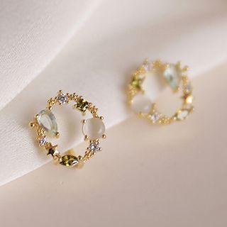 Cat Eye Stone Stud Earring / Clip-on Earring