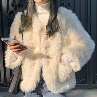 Fluffy Jacket / Turtleneck Top
