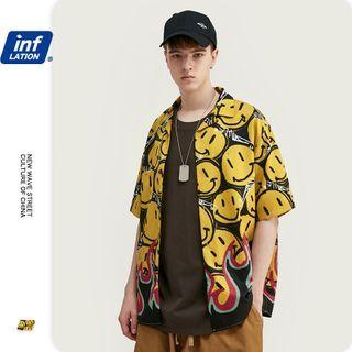 Unisex Smiley-face Loose Shirt